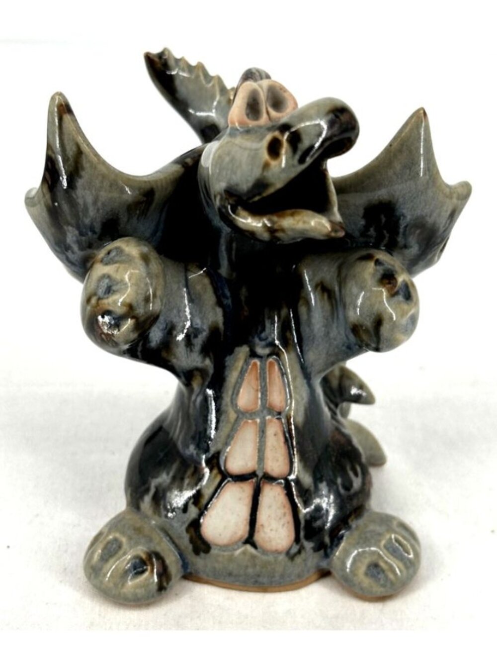 Dragon Incense Burner Hand Made Ceramic 6" Vintage Unique